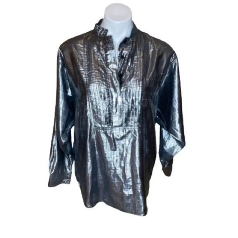 Bila metallic windowpane blouse